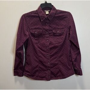 Duluth Trading Co Shirt Womens M Dark Burgundy  Freewill Pattern Twill Outdoors